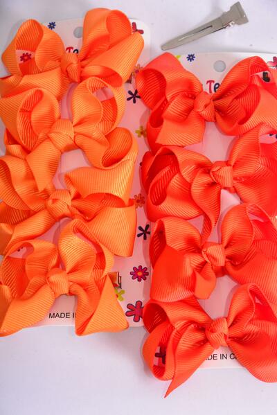 Hair Bows 48 pcs Grosgrain Bow-tie Orange Mix / 12 card = Dozen Orange Mix , Alligator Clip , Size - 3" x 2" Wide , 6 Tangerine , 6 Autumn Orange Color Asst , 4 pcs per Card , 12 card = Dozen