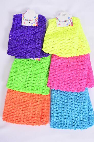 Ballerina Headband 24 pcs Turban 4 Inch Wide Neon Color Asst / 12 card = Dozen Stretch , Size - 4" Wide ,  4 Neon Orange ,  4 Neon Pink , 4 Neon Yellow , 4 Neon Green Color Mix , OPP Bag & UPC Code 
