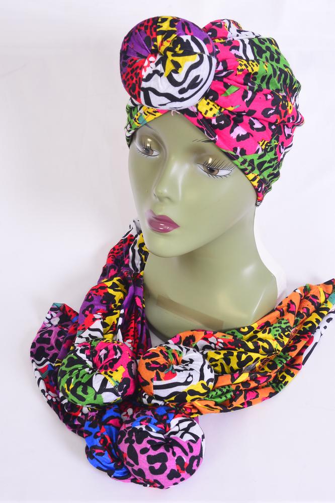 Turban Headwrap Cotton Stretch Ethnic Multi / 12 pcs = Dozen  display picture 3