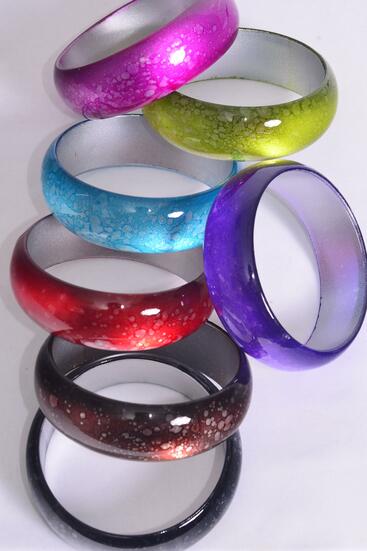 Bracelet Bangle Acrylic Cat-eye Multi / 12 pcs = Dozen Multi , Size - 2.75" x 1" Dia Wide , 2 Black , 2 Red , 2 Brown , 2 Fuchsia , 1 Purple , 1 Green , 1 Blue Color Asst , Hang Tag & Opp bag & UPC Code