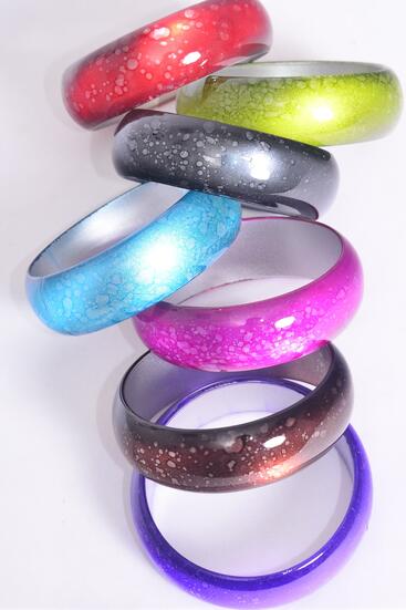 Bracelet Bangle Acrylic Cat-eye Multi / 12 pcs = Dozen Multi , Size - 2.75" x 1" Dia Wide , 2 Black , 2 Red , 2 Brown , 2 Fuchsia , 1 Purple , 1 Green , 1 Blue Color Asst , Hang Tag & Opp bag & UPC Code