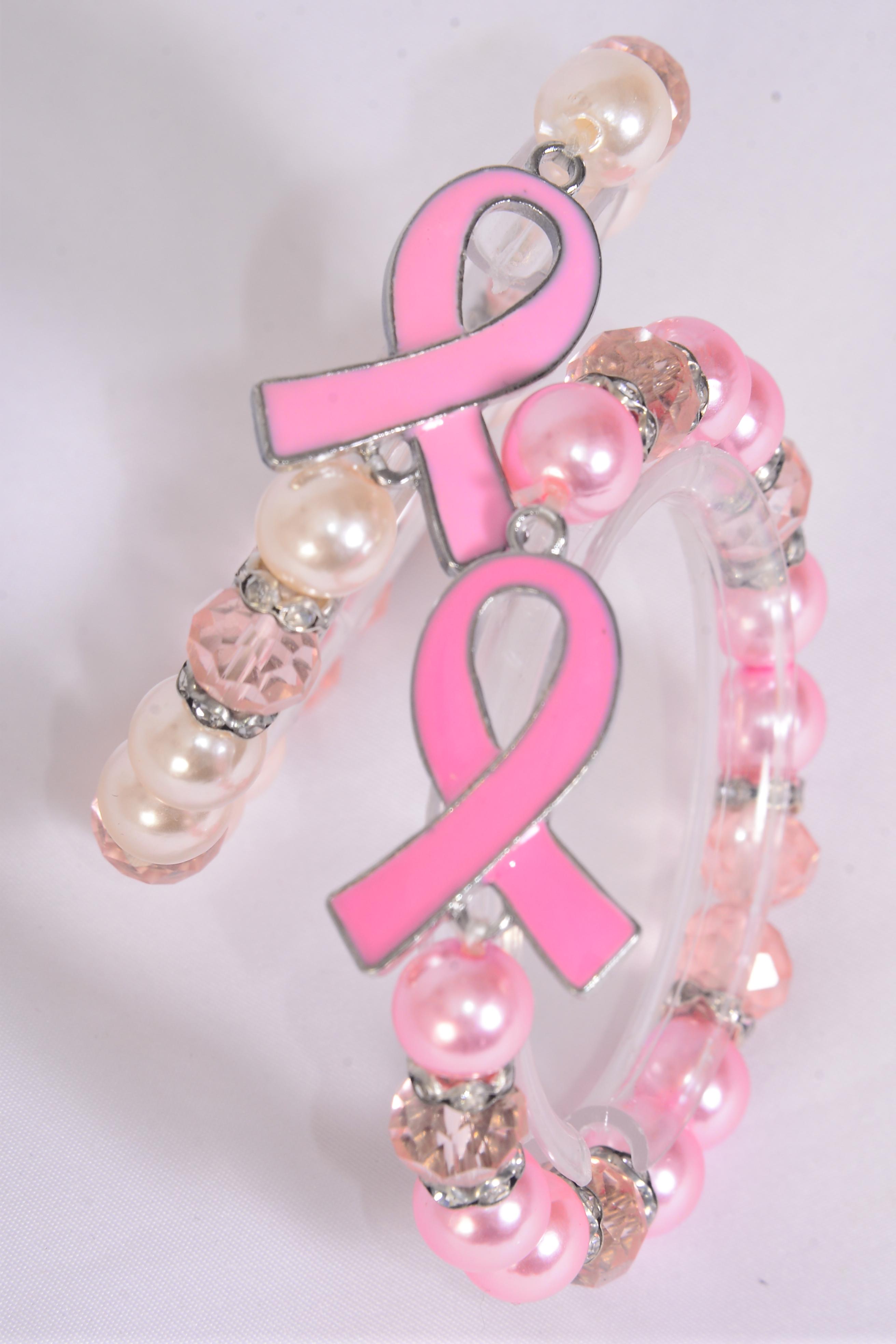 Multi Pink Mother Of Pearl Clover Bracelet