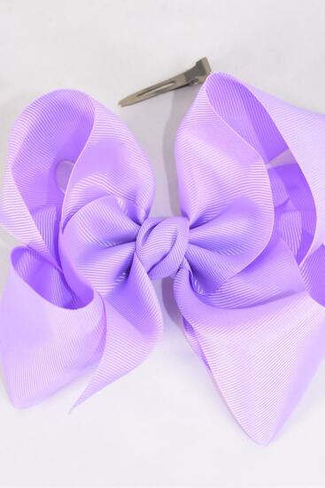 Hair Bow Jumbo Lavender Grosgrain Bow-tie / 12 pcs Bow = Dozen Lavender , Alligator Clip , Size - 6" x 5" Wide , Hang Tag & UPC Code