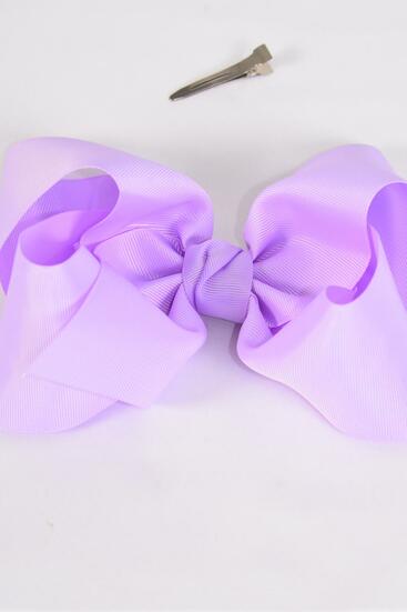 Hair Bow Jumbo Lavender Grosgrain Bow-tie / 12 pcs Bow = Dozen Lavender , Alligator Clip , Size - 6" x 5" Wide , Clip Strip & UPC Code