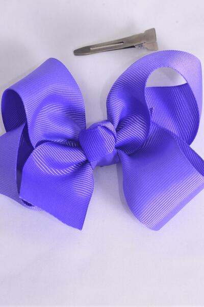 Hair Bow Large Lilic color Grosgrain Bow-tie / 12 pcs Bow = Dozen Lilic , Alligator Clip , Size - 4" x 3" Wide , Clip Strip & UPC Code