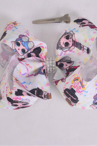 Hair Bow LOL Doll Grosgrain Bow-tie / 12 pcs Bow = Dozen  LOL Doll , Alligator Clip , Size - 4" x 3" Wide , Clip Strip & UPC Code