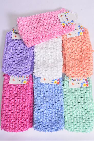 Ballerina Headband 24 pcs Stretch Pastel / 12 pcs = Dozen Pastel ,  Size - 2.75" x 5.5" Wide , 2 Lavender , 2 Blue , 2 Hot Pink , 2 White , 1 Peach , 1 Mint Green Mix , Hang Tag & UPC Code.