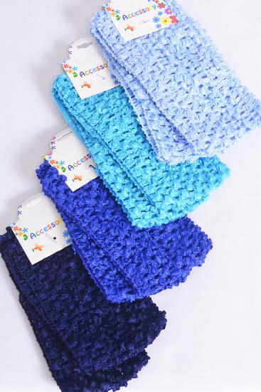 Ballerina Headband 24 pcs Stretch Blue Mix / 12 card = Dozen Blue Mix , Size - 2.75" x 5.5" , 3 of each Color Mix , Hang tag & UPC Code , each card has 2 pcs ,12 card = Dozen