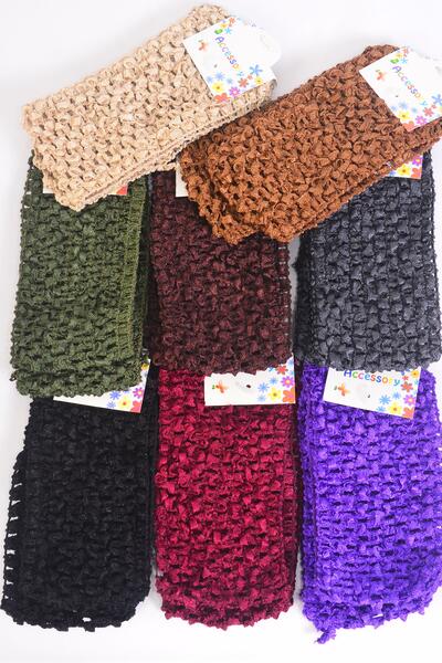 Ballerina Headband 24 pcs Stretch Dark Multi / 12 card = Dozen Size - 2.75" x 5.5" , 2 Black , 2 Dk Brown , 2 Purple , 2 Gray , 1 Burgundy , 1 Olive , 1 Khaki , 1 Camel mix , Hang Tag & UPC Code , 12 Card = Dozen