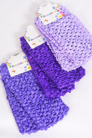 Ballerina Heaband 24 pcs Stretch Purple Mix / 12 card = Dozen Purple Mix , Size - 2.75" x 5.5" Wide , 4 Purple , 4 Lilic , 4 Lavender Color Asst , Hang tag & UPC Code .