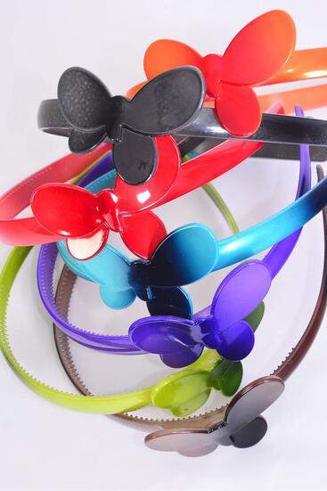 Headband Horseshoe Acrylic Gradient Butterfly Multi / 12 pcs = Dozen Butterfly - 2.5" x 2" Wide , 2 Bk , 2 Brown , 2 Orange , 2 Purple , 2 Burgundy ,1 Green , 1 Blue Color Asst , Hang Tag & Individual OPP Bag & UPC Code