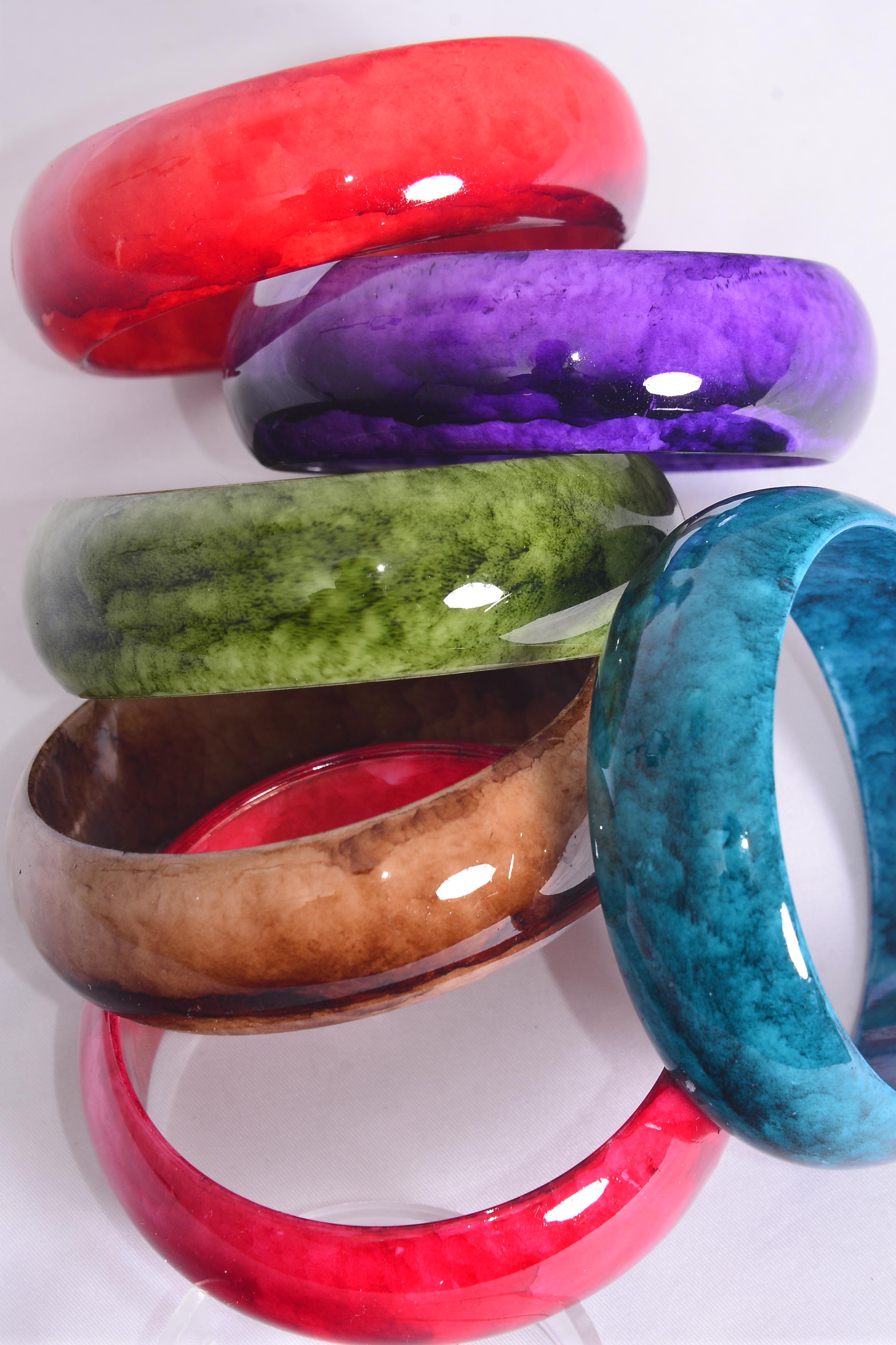 Bracelet Bangle Acrylic Marble Look Multi / 12 pcs = Dozen