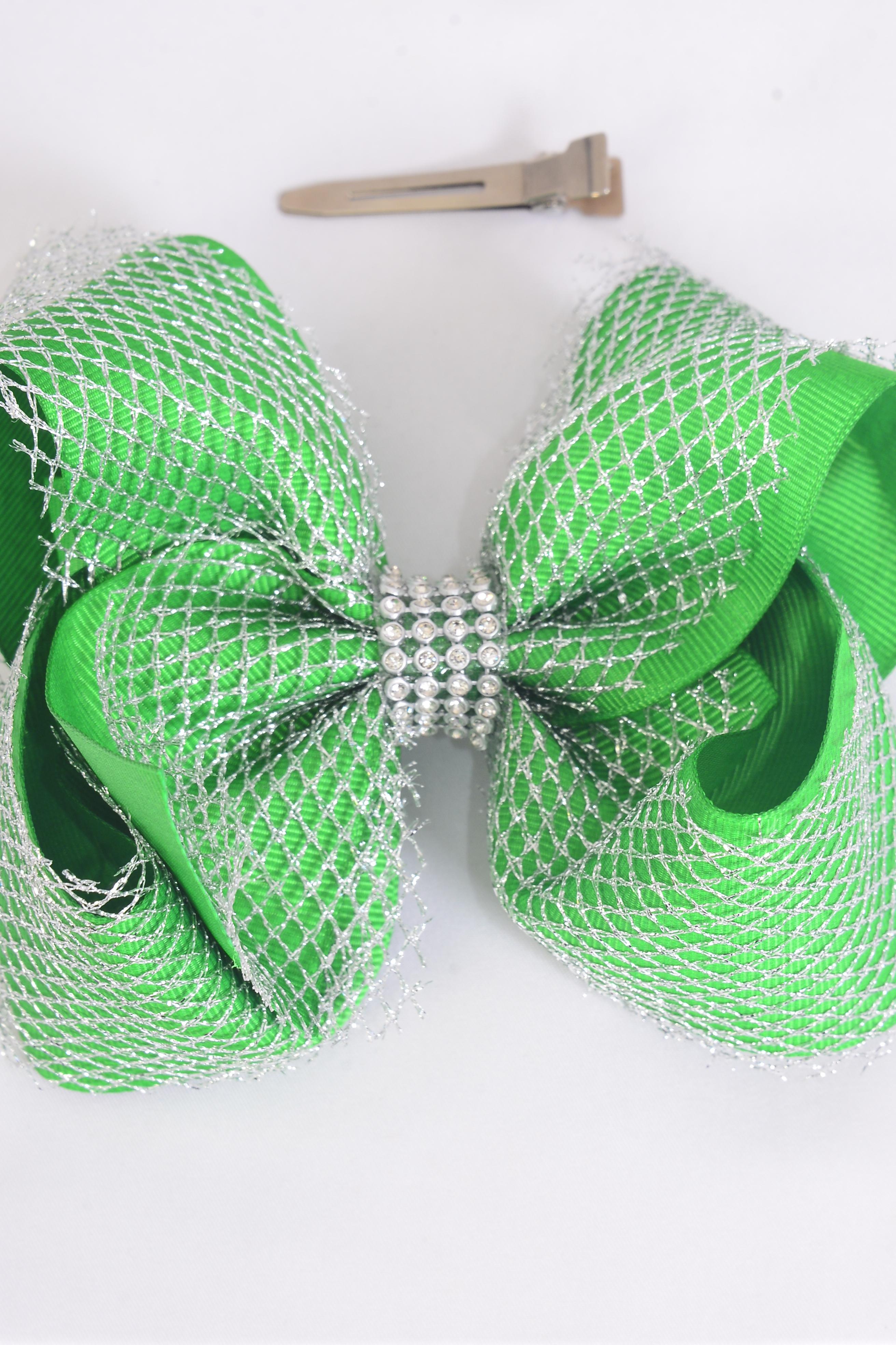 Green and Silver Hair Bow Large Sage Green Velvet Hair Bow – Slick main image 4