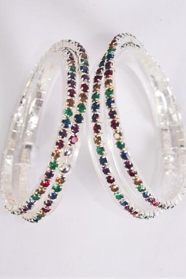 Bracelet Wrap Around Rhinestones Flexible / 12 pcs = Dozen Flexible ,  Hang Tag & OPP Bag , Choose Colours
