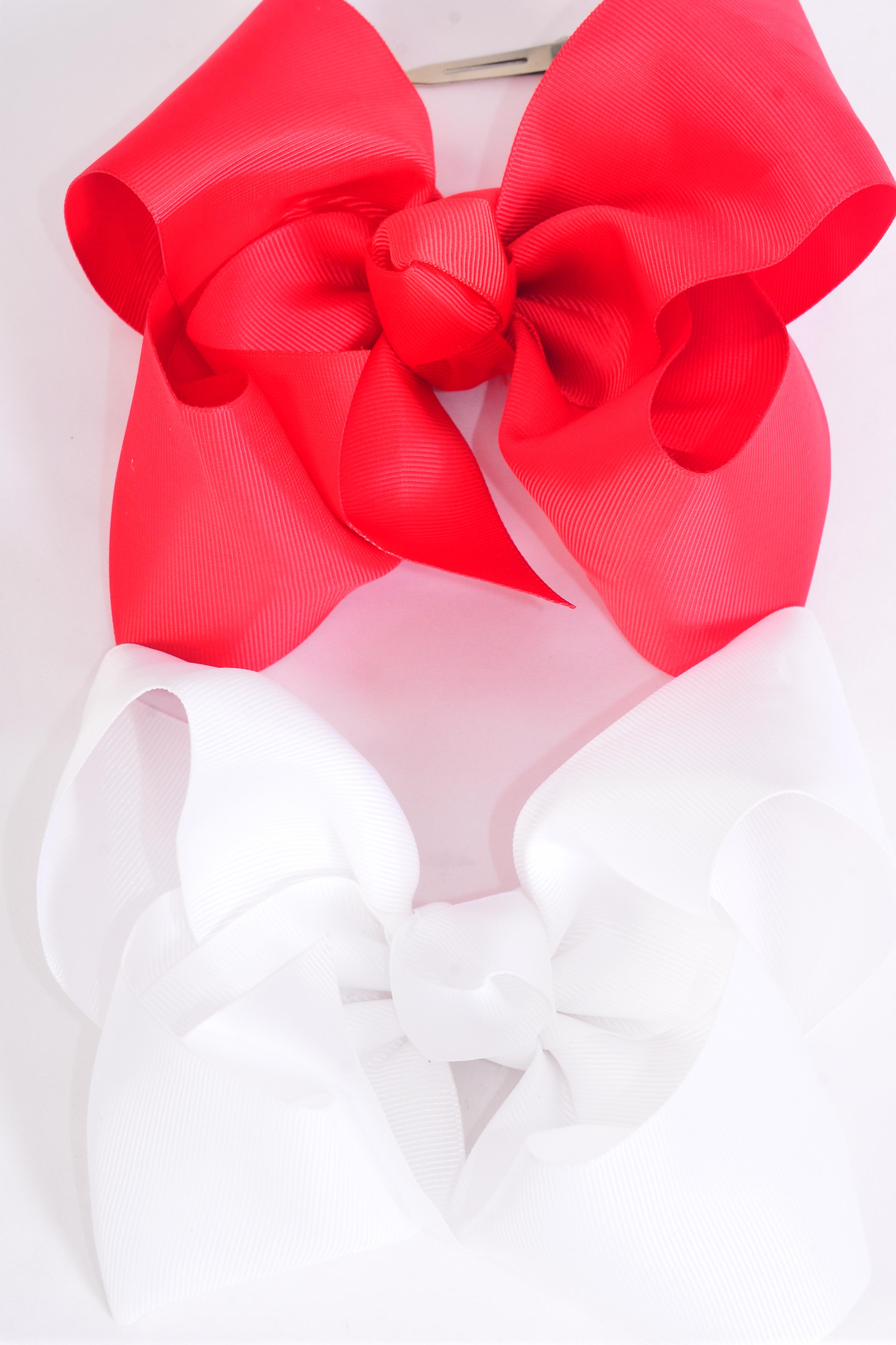 Hair Bow Extra Jumbo Cheer Type Bow Red White Mix Grosgrain Bow-tie ...