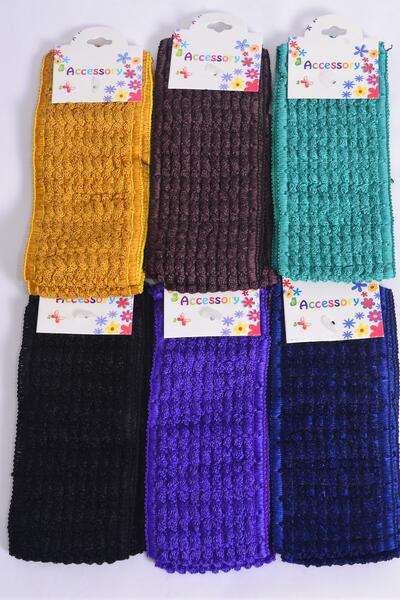 Headband Crochet 24 pcs Dark Multi / 12 card = Dozen Dark Multi , Stretch , Size - 2.25" Wide , 2 of each Color Asst , Hang Tag & OPP Bag & UPC Code