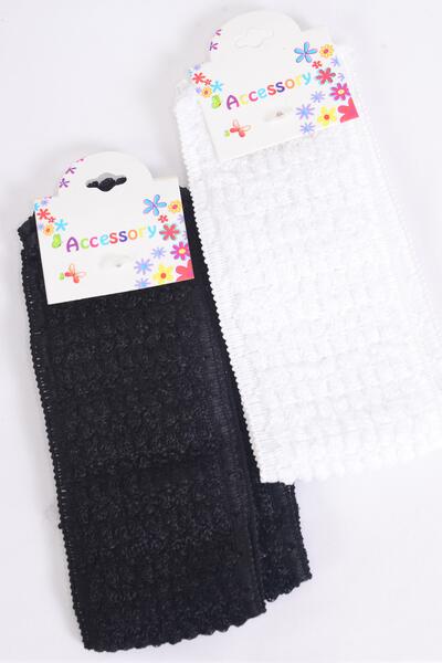 Headband Crochet 24 pcs Black White Mix / 12 card = Dozen Stretch , Size - 2.25" Wide , 4 of each Pattern Asst , Hang Tag & OPP Bag & UPC Code