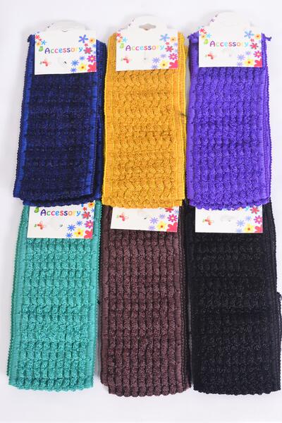 Headband Crochet 24 pcs Dark Multi / 12 card = Dozen Dark Multi , Stretch , Size - 2.25" Wide , 2 of each Color Asst , Hang Tag & OPP Bag & UPC Code