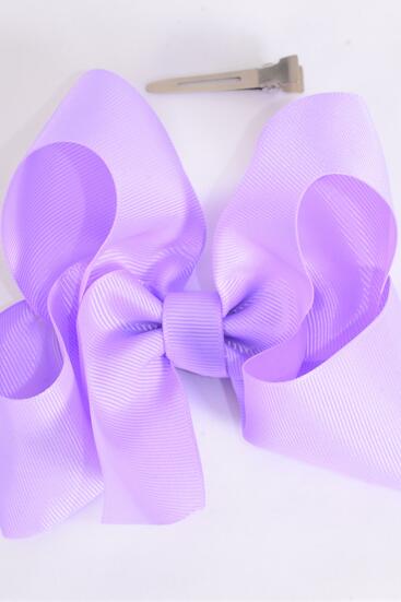 Hair Bow Jumbo Lavender Grosgrain Bow-tie / 12 pcs Bow = Dozen Lavender , Alligator Clip , Size - 6" x 5" Wide , Clip Strip & UPC Code