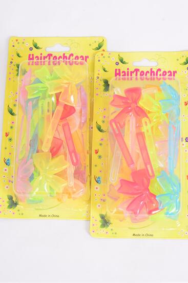 Barrettes Large Bow-ties Transparent Multi / 12 card = Dozen Transparent Multi , Each Card has UPC Code , OPP Bag , 12 Card = Dozen