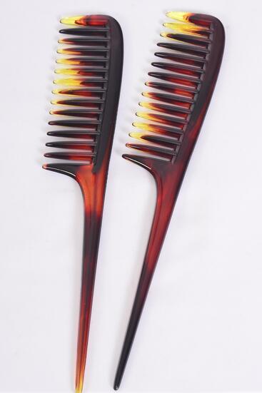Comb Long Tail Comb Tortoise / 12 pcs = Dozen Tortoise Color , Size -  9" x 1.5" Wide , Individual Pack & UPC Code