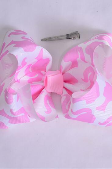 Hair Bow Large Barbie Grosgrain Bow-tie / 12 pcs Bow = Dozen  Barbie , Alligator Clip , Size - 4" x 3" Wide ,Clip Strip & UPC Code