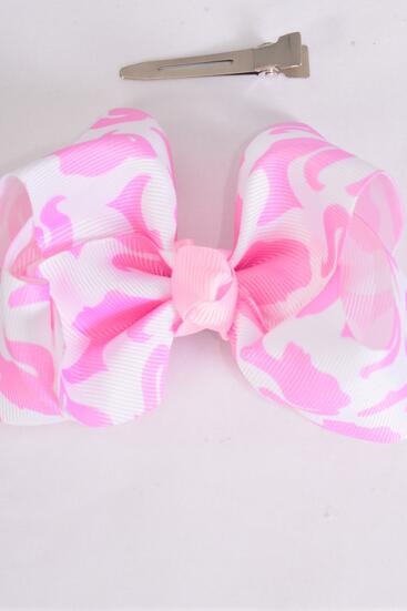 Hair Bow Large Barbie Grosgrain Bow-tie / 12 pcs Bow = Dozen  Barbie , Alligator Clip , Size - 4" x 3" Wide ,Clip Strip & UPC Code