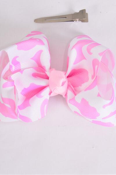 Hair Bow Large Barbie Grosgrain Bow-tie / 12 pcs Bow = Dozen  Barbie , Alligator Clip , Size - 4" x 3" Wide ,Clip Strip & UPC Code