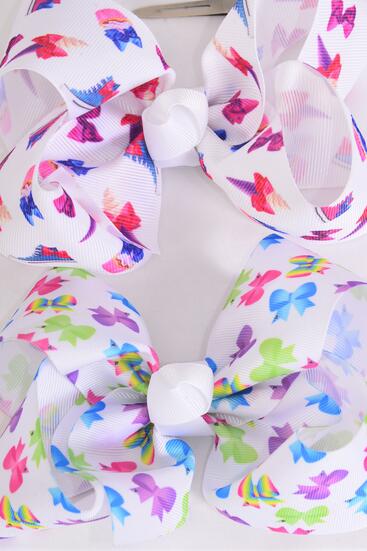 Hair Bow Jumbo Bowtie Cupcake Sneaker Ice Cream Corn Etc Mix Grosgrain Bow-tie / 12 pcs Bow = Dozen Alligator Clip , Size - 6" x 5" Wide , 6 Of Each Pattern Asst , Clip Strip & UPC Code