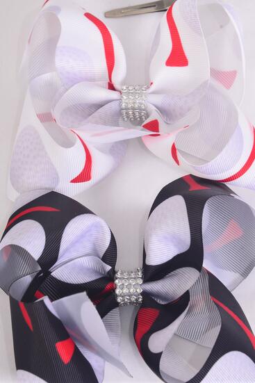 Hair Bow Jumbo Golf Grosgrain Bow-tie / 12 pcs Bow = Dozen Alligator Clip , Bow Size - 6" x 5" Wide , 6 White , 6 Black Color Mix , Clip Strip & UPC Code