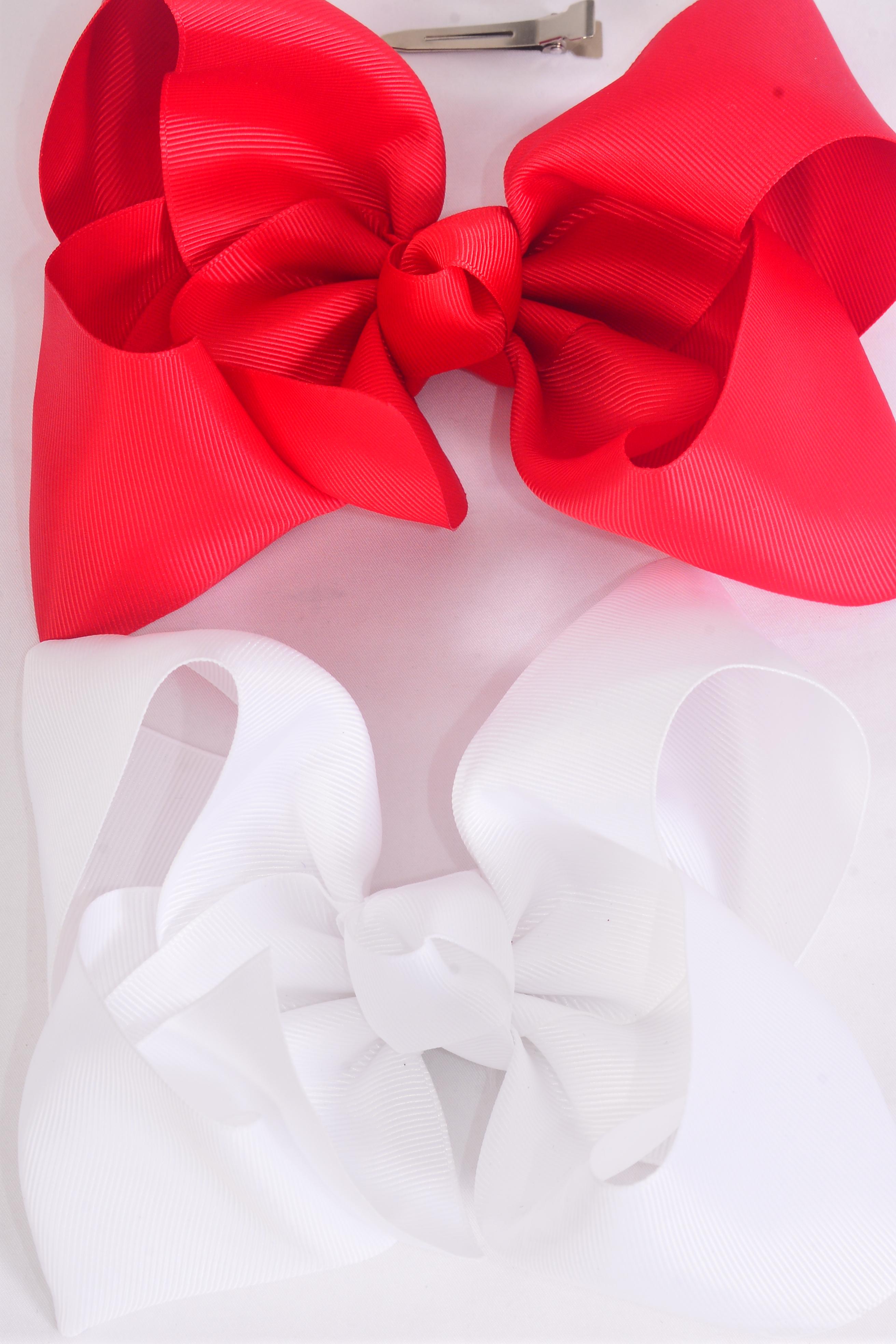 Hair Bow Extra Jumbo Cheer Type Bow Red White Mix Grosgrain Bow-tie ...