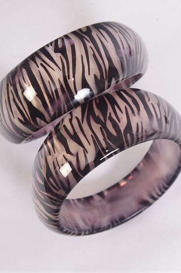 Bracelet Bangle Poly Zebra Pearl Look / PC  Pearl Zebra , Size - 2.75" x 1.25" Dia Wide , Hang tag & OPP bag & UPC Code
