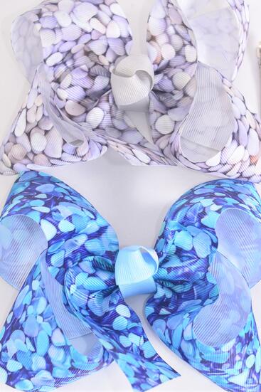 Hair Bow Jumbo River Rocks Grosgrain Bow-tie / 12 pcs Bow = Dozen   Alligator Clip , Bow - 6" x 5" Wide , 6 of each Pattern Asst , Clip Strip & UPC Code
