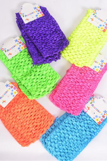 Ballerina Headband 24 pcs Stretch Caribbean Neon Mix Stretch / 12 card = Dozen  Size - 2.75" x 5.5" Wide , 2 of each Color Asst , Hang tag and UPC Code , 2 pcs per card , 12 card = Dozen