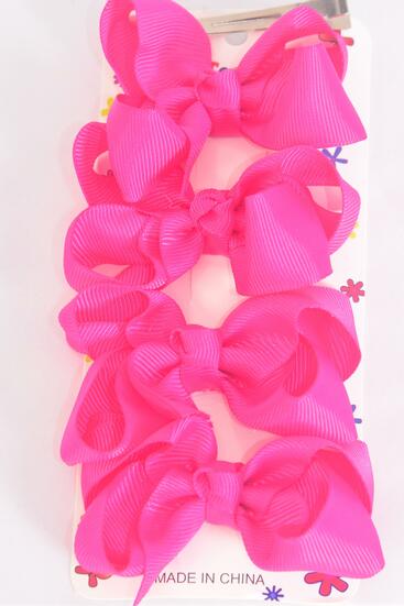 Hair Bows 48 pcs Grosgrain Bow-tie Fuchsia / 12 card = Dozen  Alligator Clip , Bow Size - 3" x 2" Wide , 4 pcs per card , 12 card = Dozen