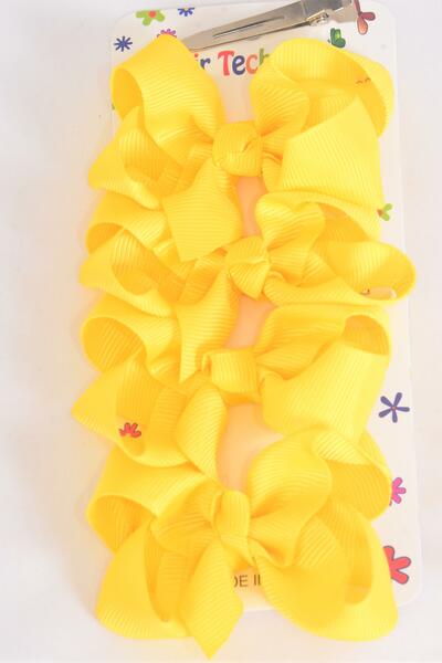 Hair Bows 48 pcs Grosgrain Bow-tie Daffodil Yellow / 12 card = Dozen Daffodil Yellow , Alligator Clip , Size - 3" x 2" Wide ,  4 pcs per Card , 12 card = Dozen