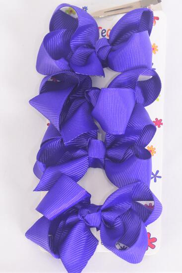 Hair Bows 48 pcs Grosgrain Bow-tie Purple / 12 card = Dozen Purple , Alligator Clip , Size - 3" x 2" Wide , 4 pcs per Card , 12 card = Dozen