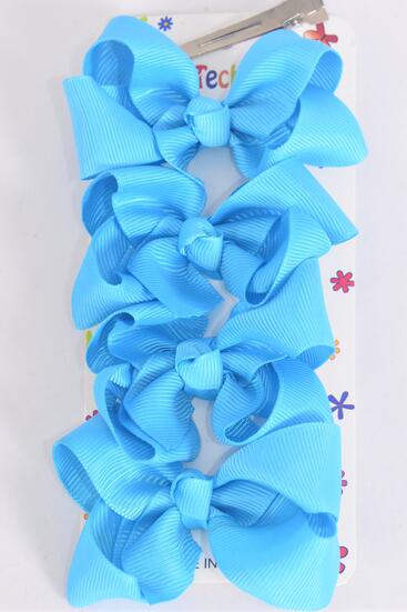 Hair Bows 48 pcs Grosgrain Bow-tie Turquoise / 12 card = Dozen Turquoise , Alligator Clip , Size - 3" x 2" Wide , 4 pcs per Card , 12 card = Dozen