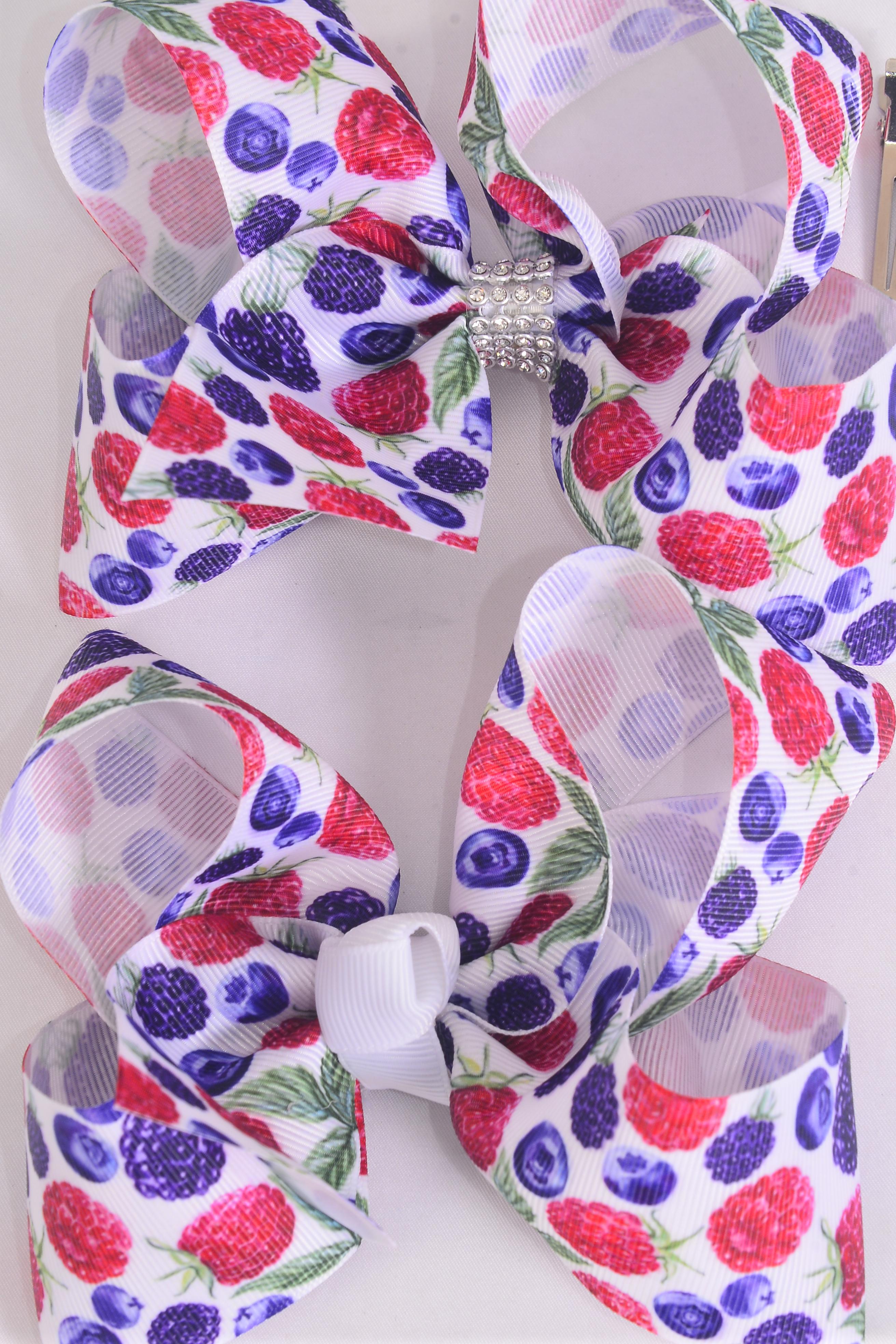 Hair Bow Jumbo Raspberry Blackberry Blueberry Mix Grosgrain Bow-tie ...