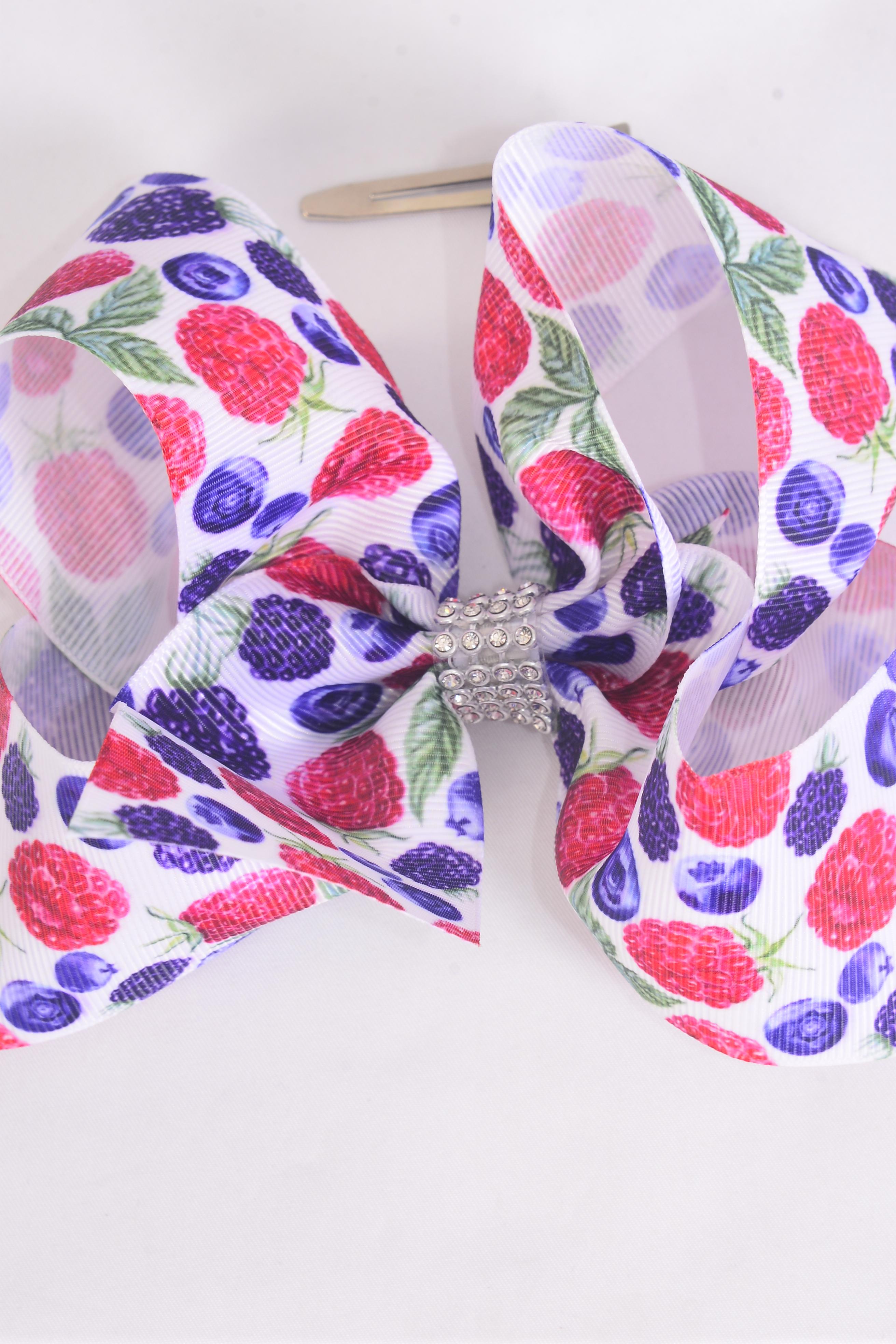 Hair Bow Jumbo Raspberry Blackberry Blueberry Mix Grosgrain Bow-tie ...