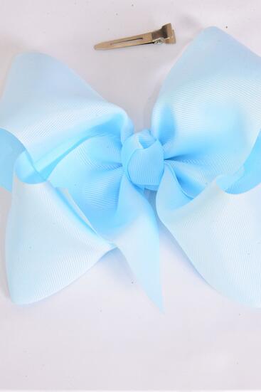 Hair Bow Jumbo Double Layered Tweed Accent Grosgrain Bow-tie Pastel / 12 pcs Bow = Dozen Alligator Clip , Size - 6" x 5" Wide , 2 Beige , 2 Pink , 2 Lavender , 2 Hot Pink , 2 Blue , 1 Peach , 1 mint Green Asst , Clip Strip and UPC Code