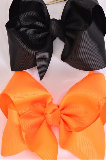  Hair Bow Extra Jumbo Cheer Type Bow Royal Blue White Color Mix Grosgrain Bow-tie / 12 pcs Bow = Dozen Alligator Clip , Size - 8" x 7" Wide , 6 Royal Blue , 6 White Color Asst , Clip Strip & UPC Code