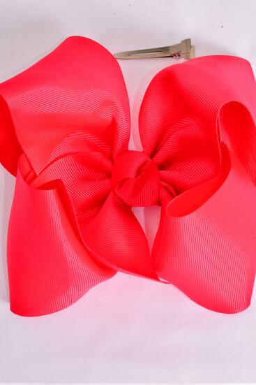 Hair Bow Extra Jumbo Cheer Type Bow Poppy Red Grosgrain Bow-tie / 12 pcs Bow = Dozen  Poppy Red , Alligator Clip , Size - 8" x 7" Wide , Clip Strip & UPC Code