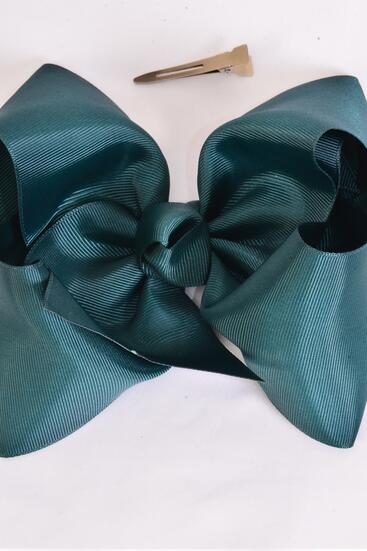 Hair Bow Extra Jumbo Cheer Type Bow Spruces Grosgrain Bow-tie / 12 pcs Bow = Dozen Spruces , Alligator Clip , Size - 8" x 7" Wide , Clip Strip & UPC Code