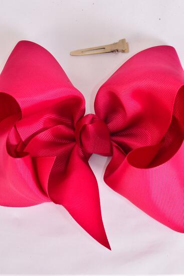 Hair Bow Extra Jumbo Cheer Type Bow Sherry Grosgrain Bow-tie / 12 pcs Bow = Dozen  Sherry , Alligator Clip , Size - 8" x 7" Wide , Clip Strip & UPC Code