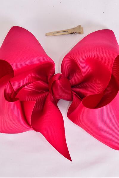 Hair Bow Extra Jumbo Cheer Type Bow Sherry Grosgrain Bow-tie / 12 pcs Bow = Dozen  Sherry , Alligator Clip , Size - 8" x 7" Wide , Clip Strip & UPC Code