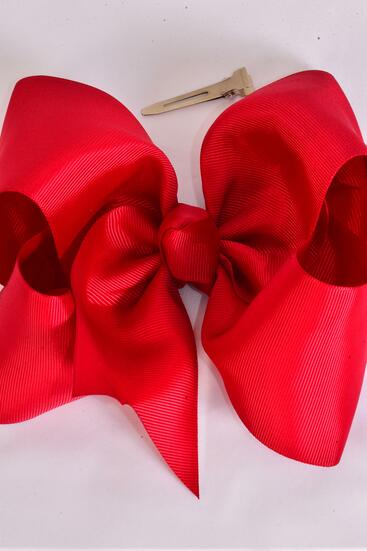 Hair Bow Extra Jumbo Cheer Type Bow Burgundy Grosgrain Bow-tie / 12 pcs Bow = Dozen  Burgundy , Alligator Clip , Size - 8" x 7" Wide , Clip Strip & UPC Code