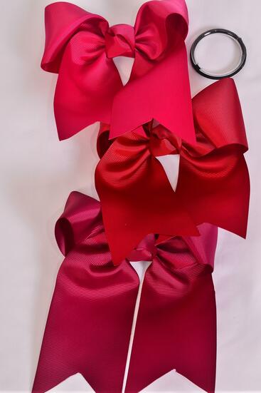 Hair Bow Extra Jumbo Long Tail Cheer Type Bow Black Gray Mix Elastic Grosgrain Bow-tie / 12 pcs Bow = Dozen Elastic , Size - 6.5" x 6" Wide , 6 Black , 6 Gray Color Asst , Clip Strip & UPC Code