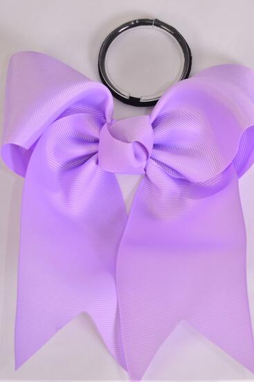 Hair Bow Extra Jumbo Long Tail Cheer Type Bow Lavender Elastic Grosgrain Bow-tie / 12 pcs Bow = Dozen Lavender , Elastic , Size - 6.5" x 6" Wide , Clip Strip & UPC Code