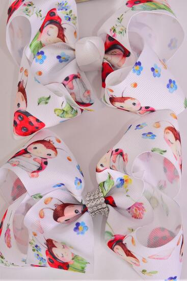 Hair Bow Cute Ladybug Grosgrain Bow-tie / 12 pcs Bow = Dozen Ladybug , Alligator Clip , Size - 4" x 3" Wide , Clip Strip & UPC Code